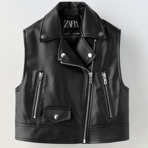 NWT Zara Kids Faux Leather Biker Vest size 11/12